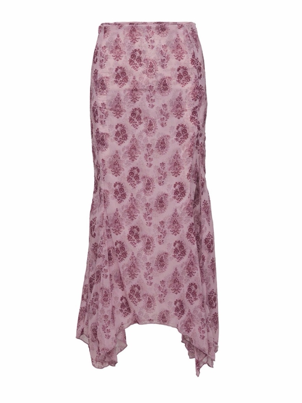 Princess Polly - *NEW* Pink Patterned Handkerchief Hem Maxi Skirt